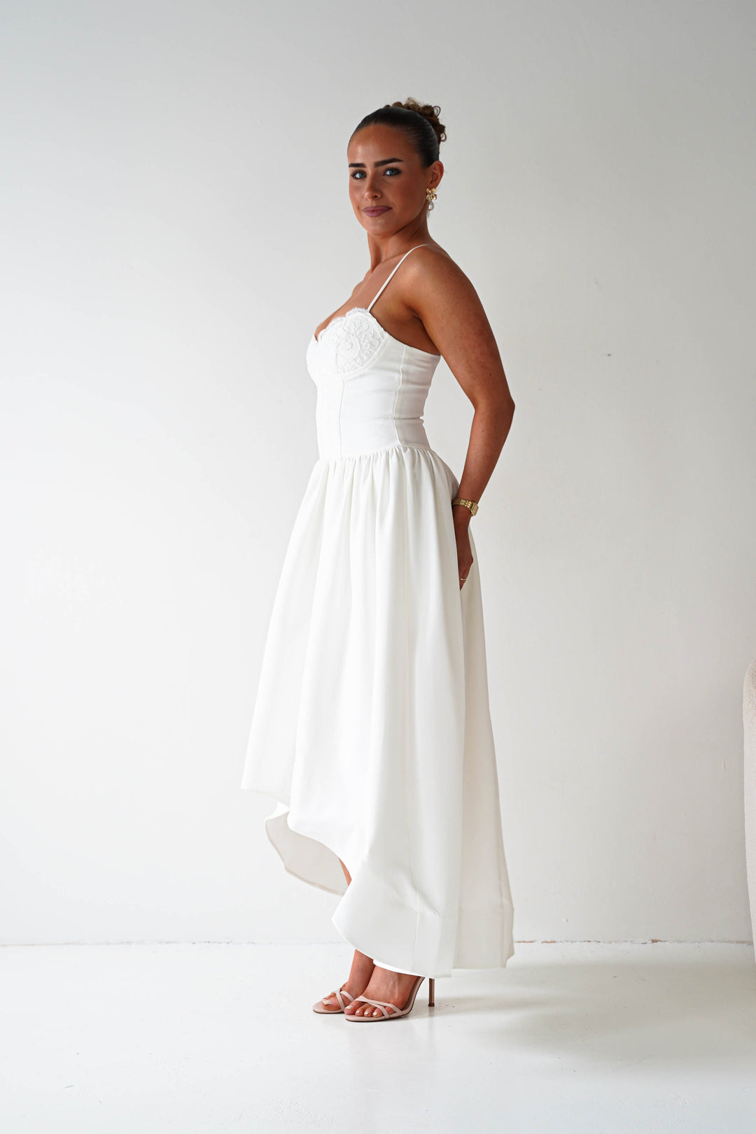 Hartley Lace Corset Midi Dress | White