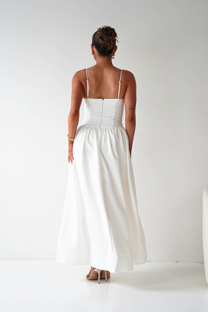 Hartley Lace Corset Midi Dress | White