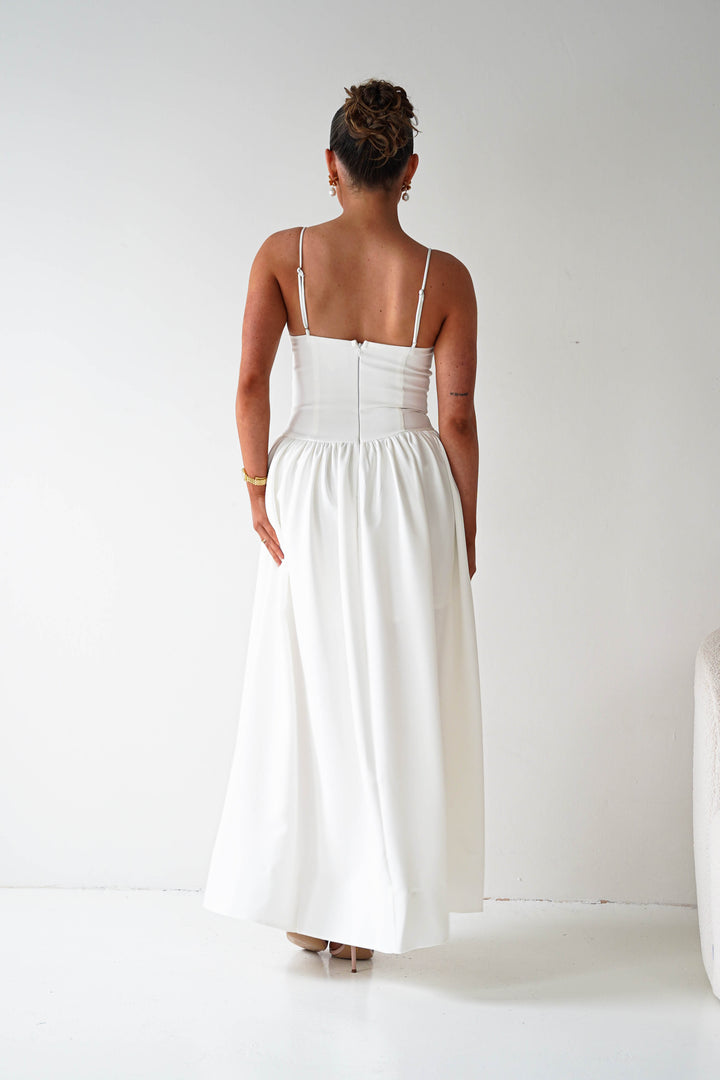 Hartley Lace Corset Midi Dress | White