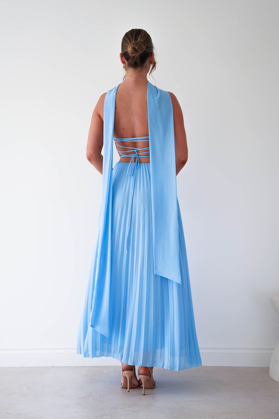 Vasanti Pleated Strapless Maxi Dress | Blue