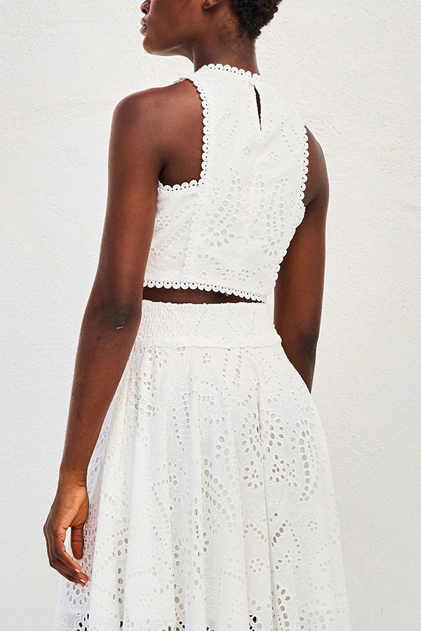 Larissa™ Set: Embroidered Top and High-Waisted Maxi Skirt