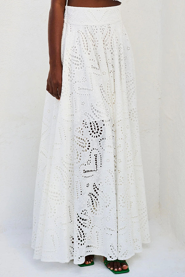 Larissa™ Set: Embroidered Top and High-Waisted Maxi Skirt