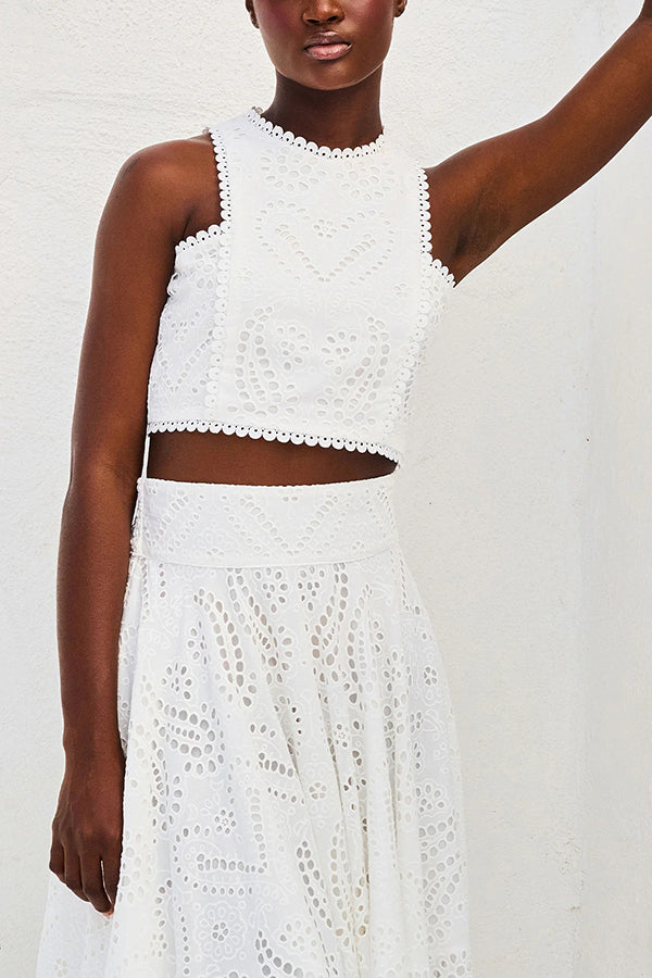 Larissa™ Set: Embroidered Top and High-Waisted Maxi Skirt