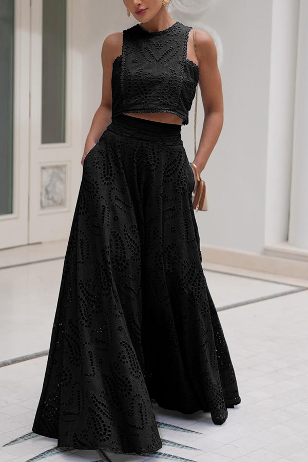 Larissa™ Set: Embroidered Top and High-Waisted Maxi Skirt