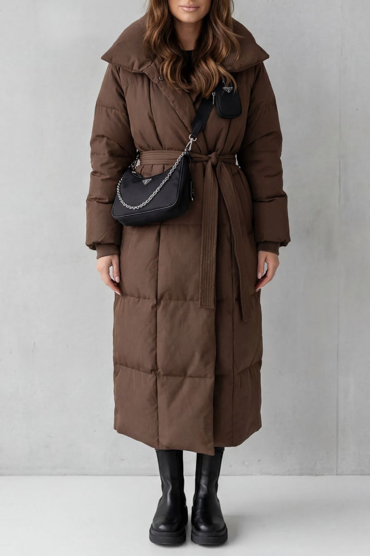 Frescetta – Belted silhouette – Long padded puffer coat