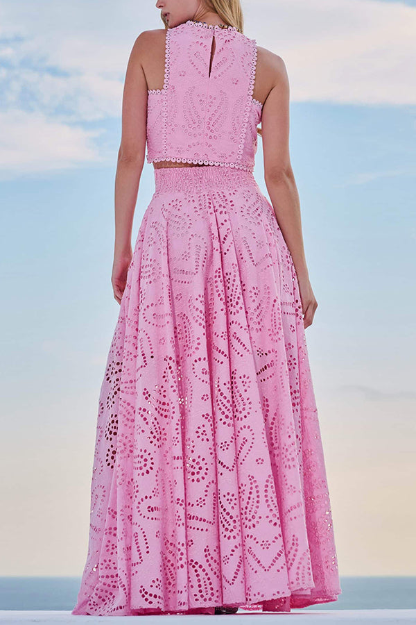 Larissa™ Set: Embroidered Top and High-Waisted Maxi Skirt