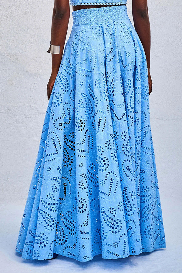 Larissa™ Set: Embroidered Top and High-Waisted Maxi Skirt