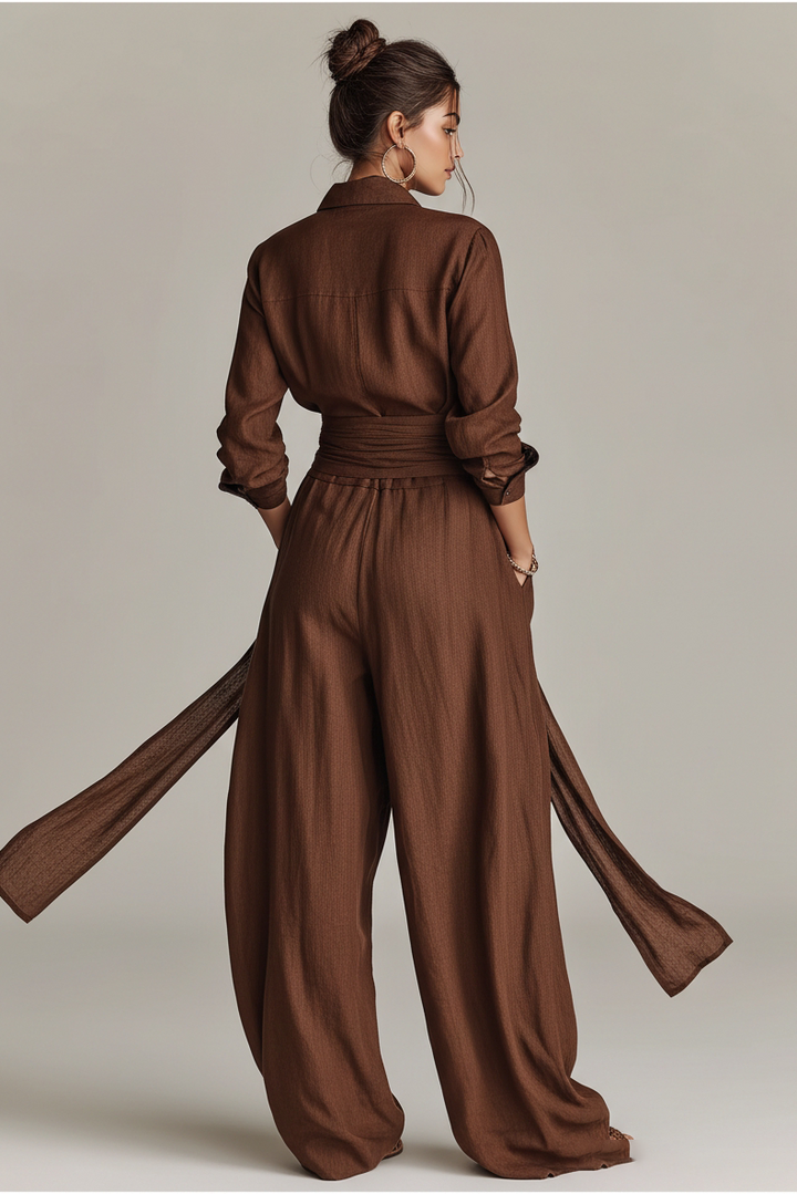 Noémie | Elegant fluid jumpsuit with belt and wide cut