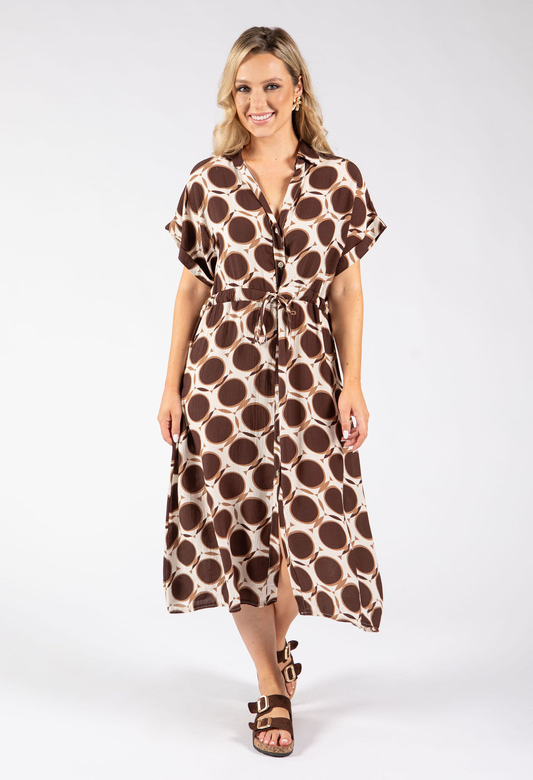 Geometric Print Shirt Dress
