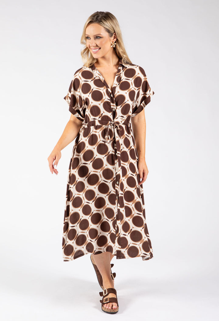 Geometric Print Shirt Dress