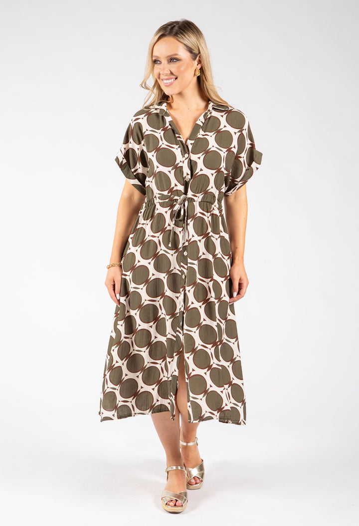 Geometric Print Shirt Dress