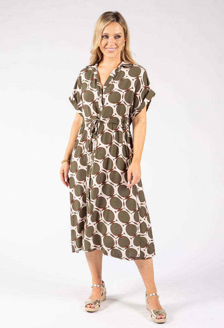 Geometric Print Shirt Dress