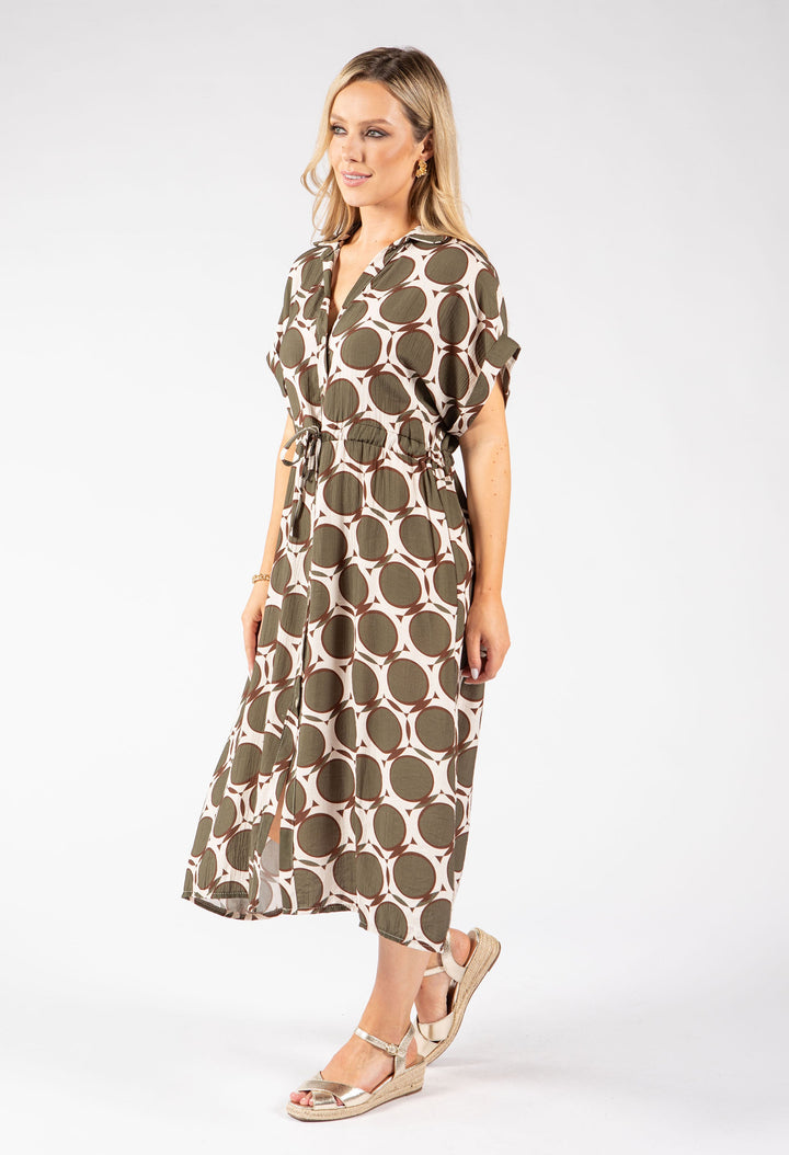 Geometric Print Shirt Dress