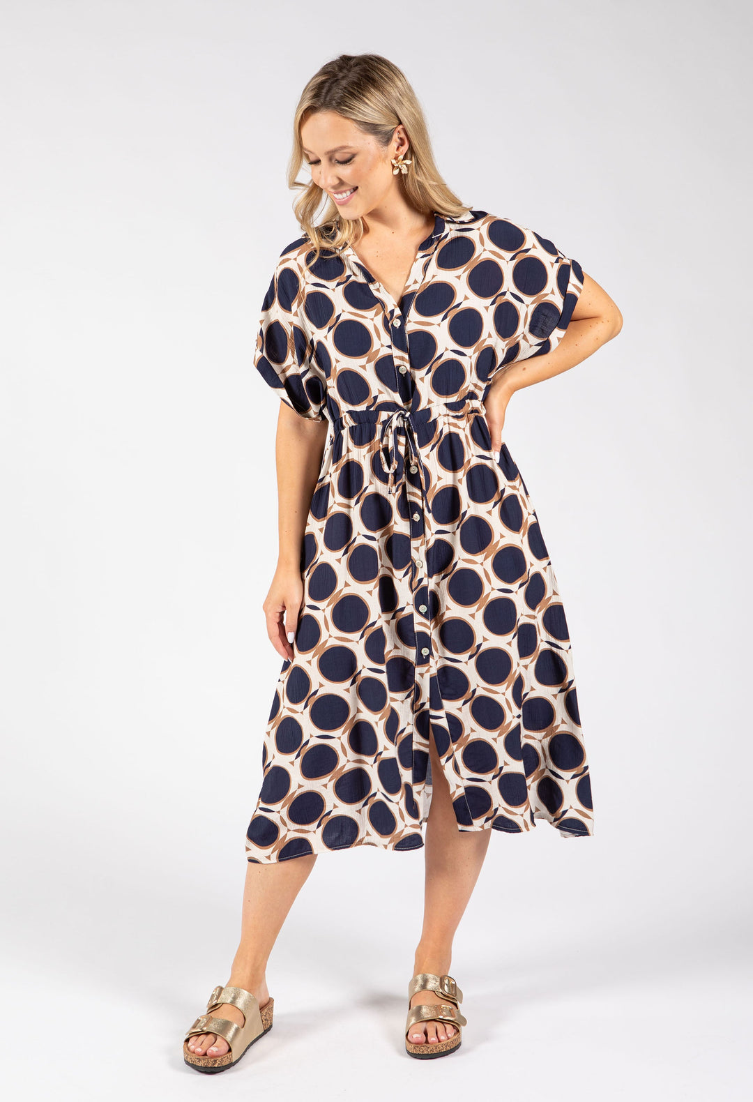 Geometric Print Shirt Dress