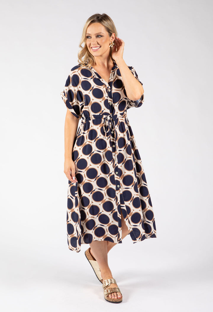 Geometric Print Shirt Dress
