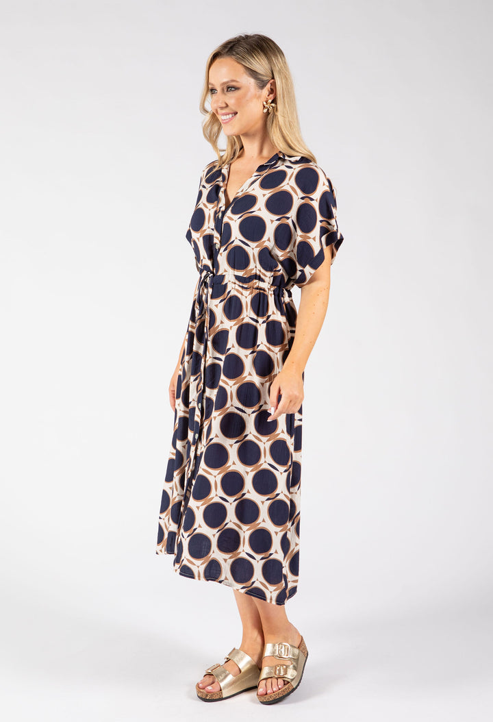 Geometric Print Shirt Dress
