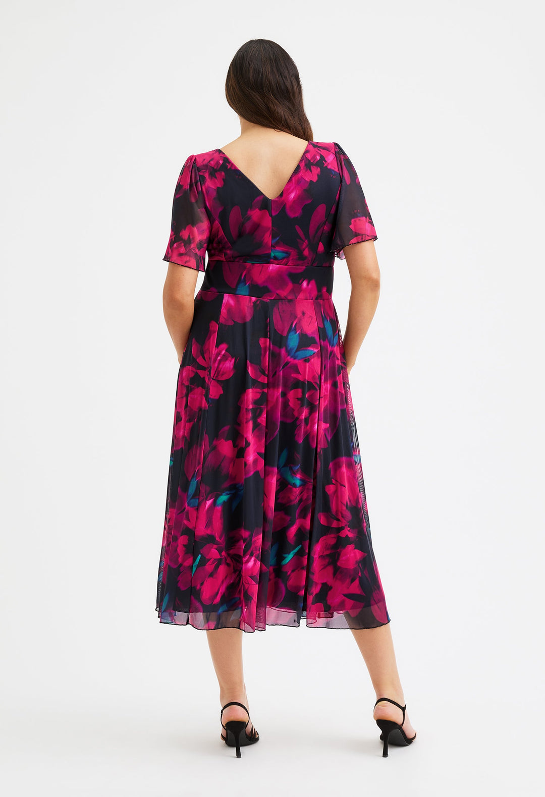 Victoria Angel Sleeve Mesh Midi Curve+ Dress