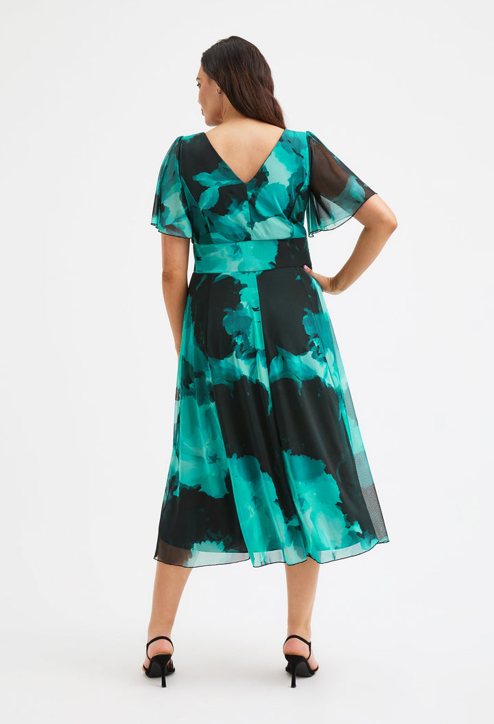 Victoria Angel Sleeve Mesh Midi Curve+ Dress