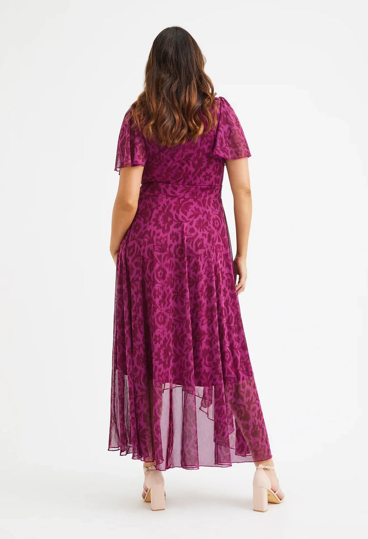 Tilly Angel Sleeve V-Neck Curve+ Dress