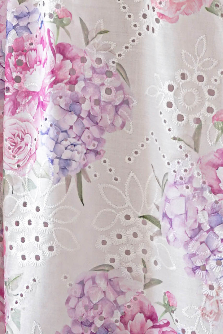 Alicia Broderie Floral Halterneck Midaxi Dress | White/Pink