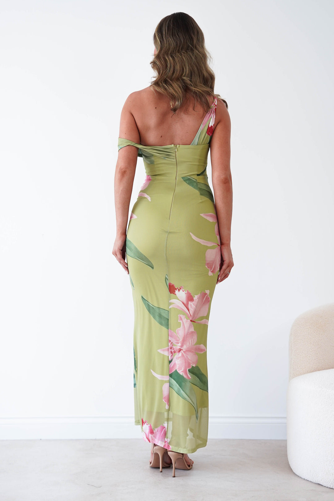 Cancun Floral Print Mesh Maxi Dress | Green