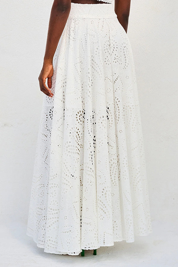 Larissa™ Set: Embroidered Top and High-Waisted Maxi Skirt