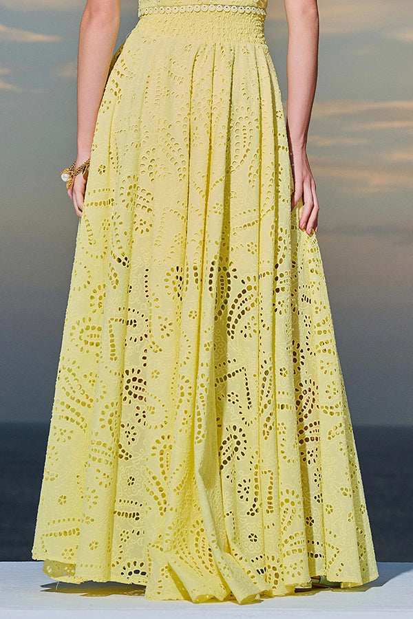 Larissa™ Set: Embroidered Top and High-Waisted Maxi Skirt