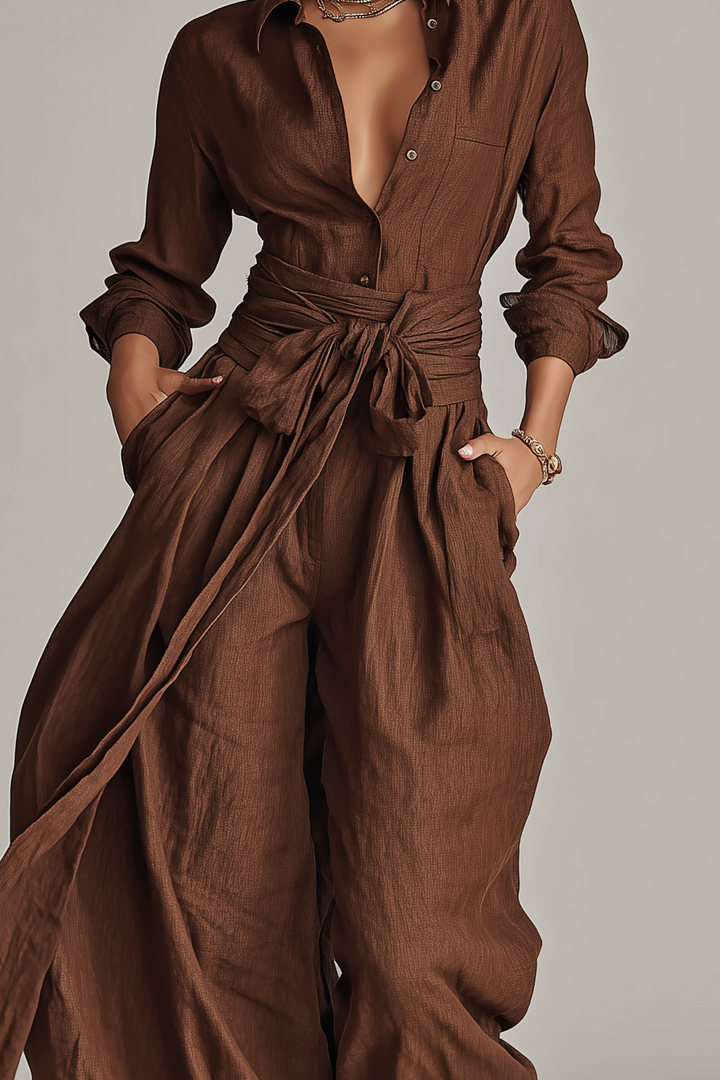 Noémie | Elegant fluid jumpsuit with belt and wide cut