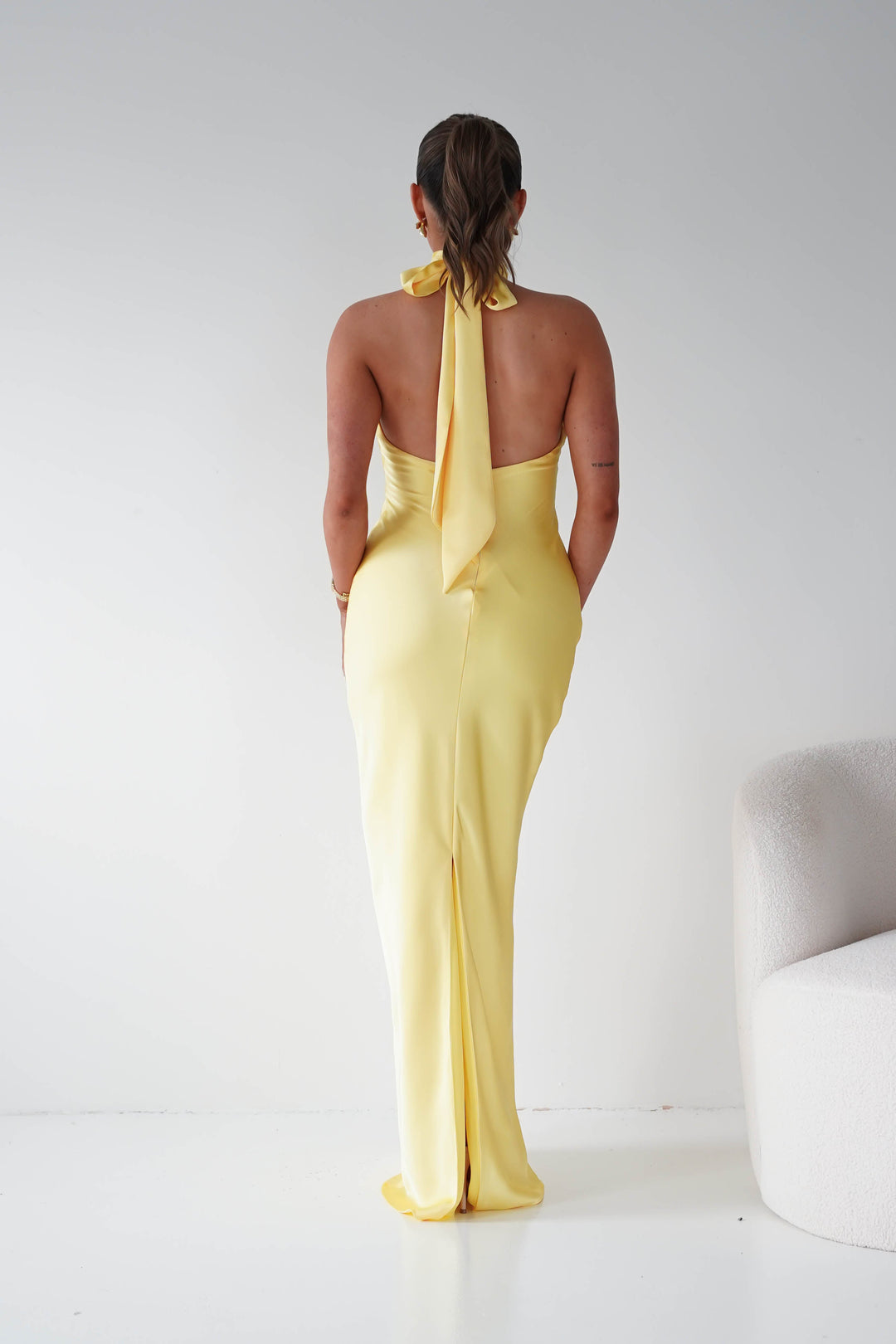 Isla Halterneck Maxi Slip Dress | Yellow