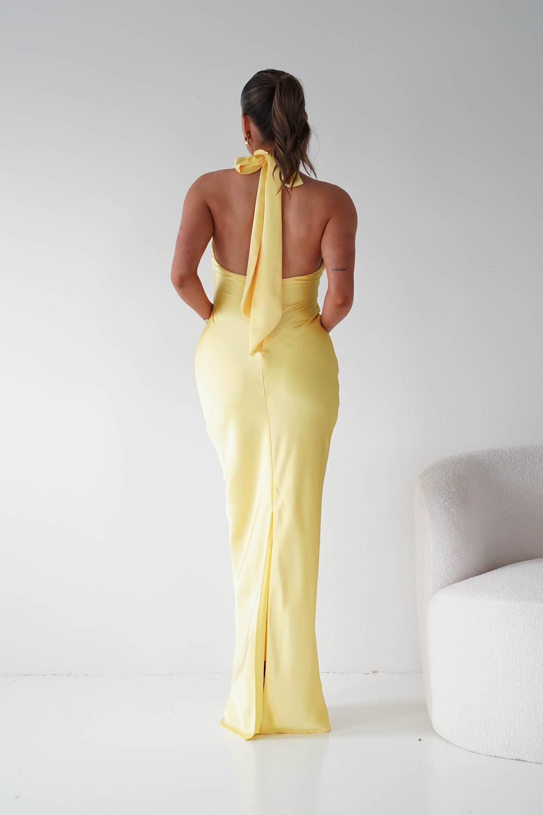 Isla Halterneck Maxi Slip Dress | Yellow