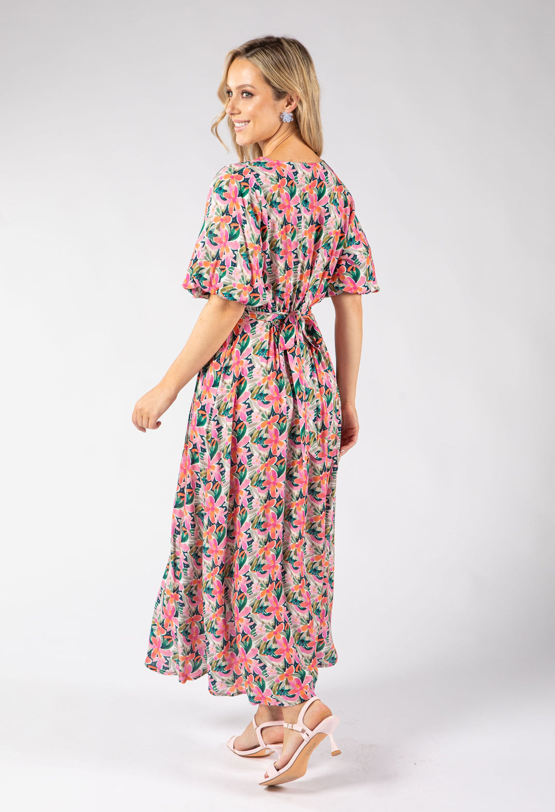 Zia Puff Sleeve Floral Midi Dress