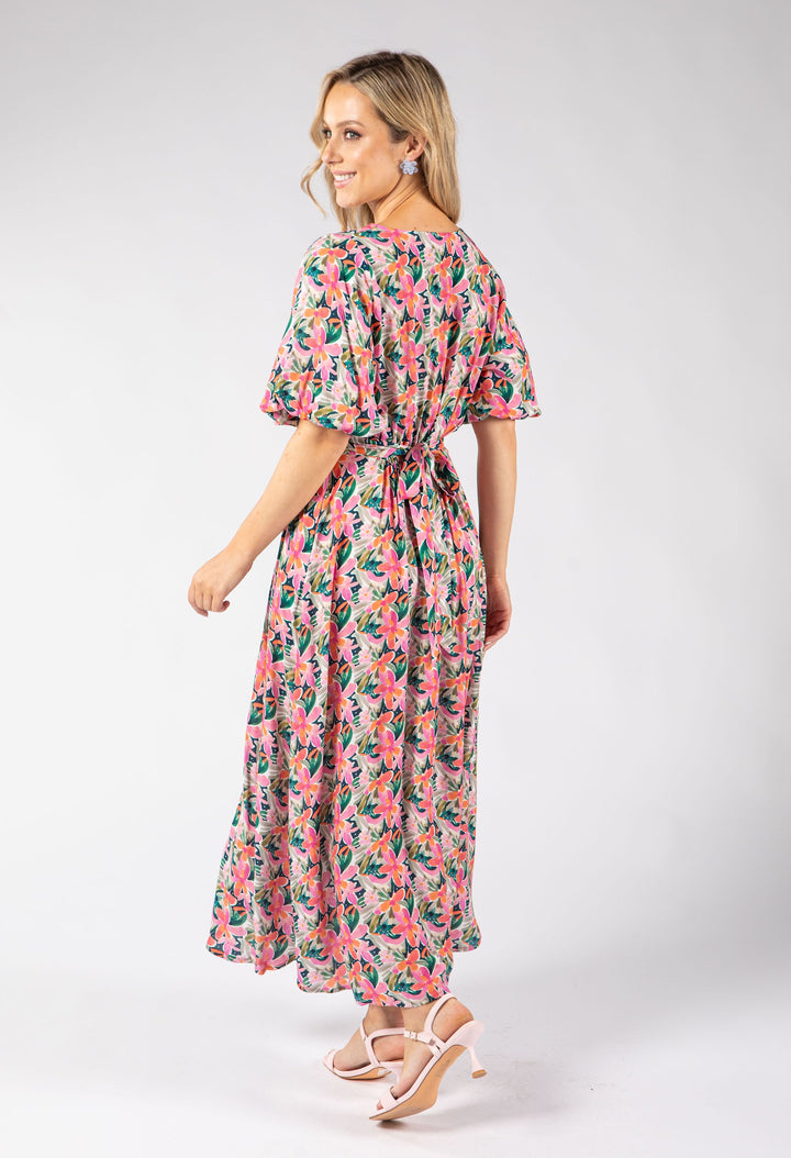 Zia Puff Sleeve Floral Midi Dress
