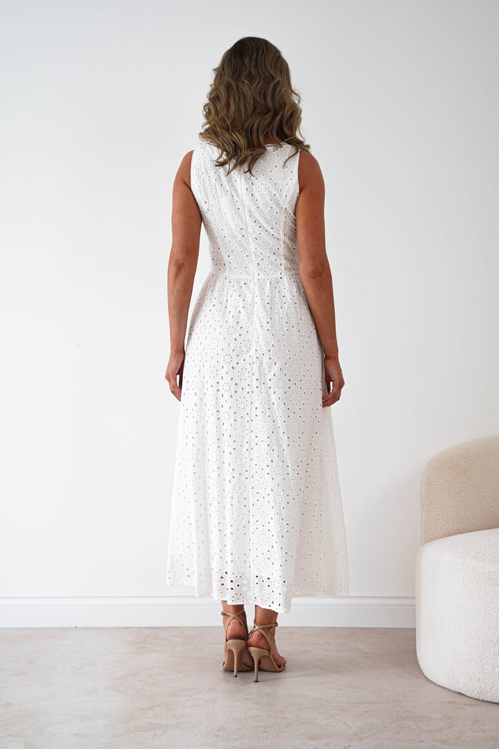 Petal Skater Cotton Maxi Dress | White