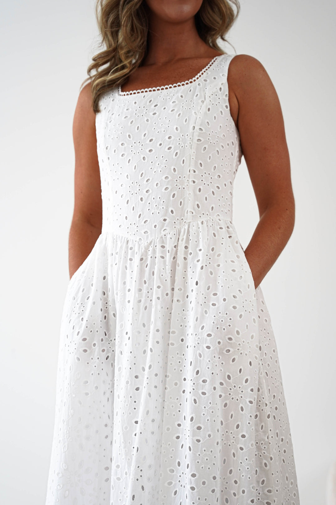 Petal Skater Cotton Maxi Dress | White