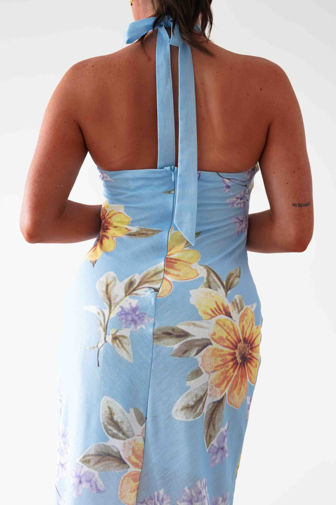 Siara Floral Halterneck Midi Dress | Blue