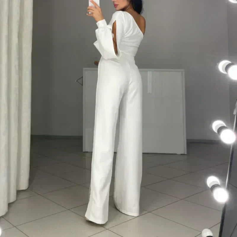 Ally™ One-Shoulder Flared Short Jumpsuit