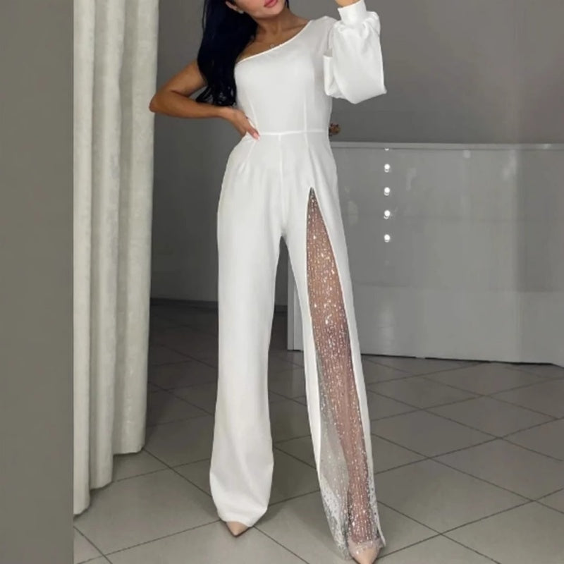 Ally™ One-Shoulder Flared Short Jumpsuit