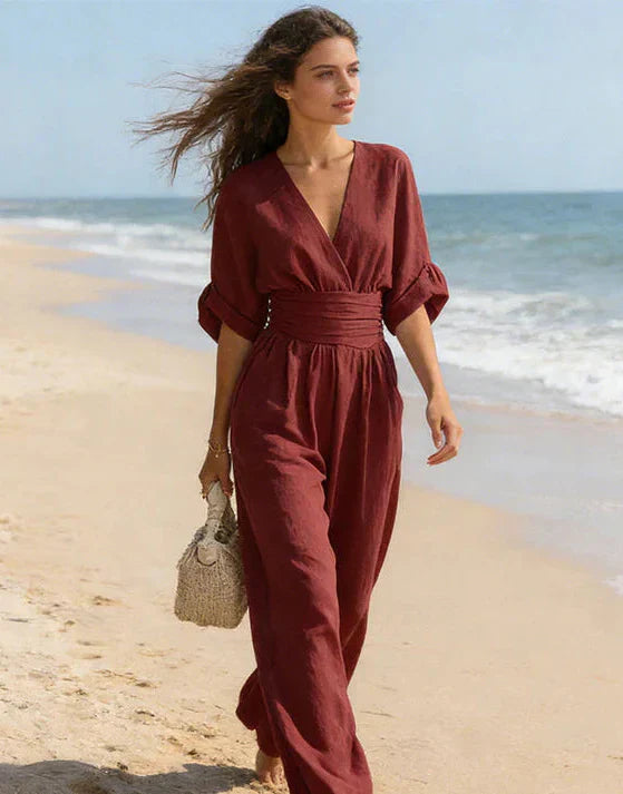 Daniela - Elegant jumpsuit with V-neck and wide leg